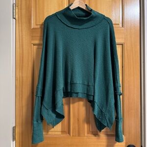 New Free People We The Free Moon Daisy Thermal Pullover Everglade Green Medium